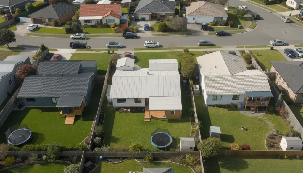 Residential homes and rooftops in a South Auckland suburb serviced by South Auckland Roofing Company